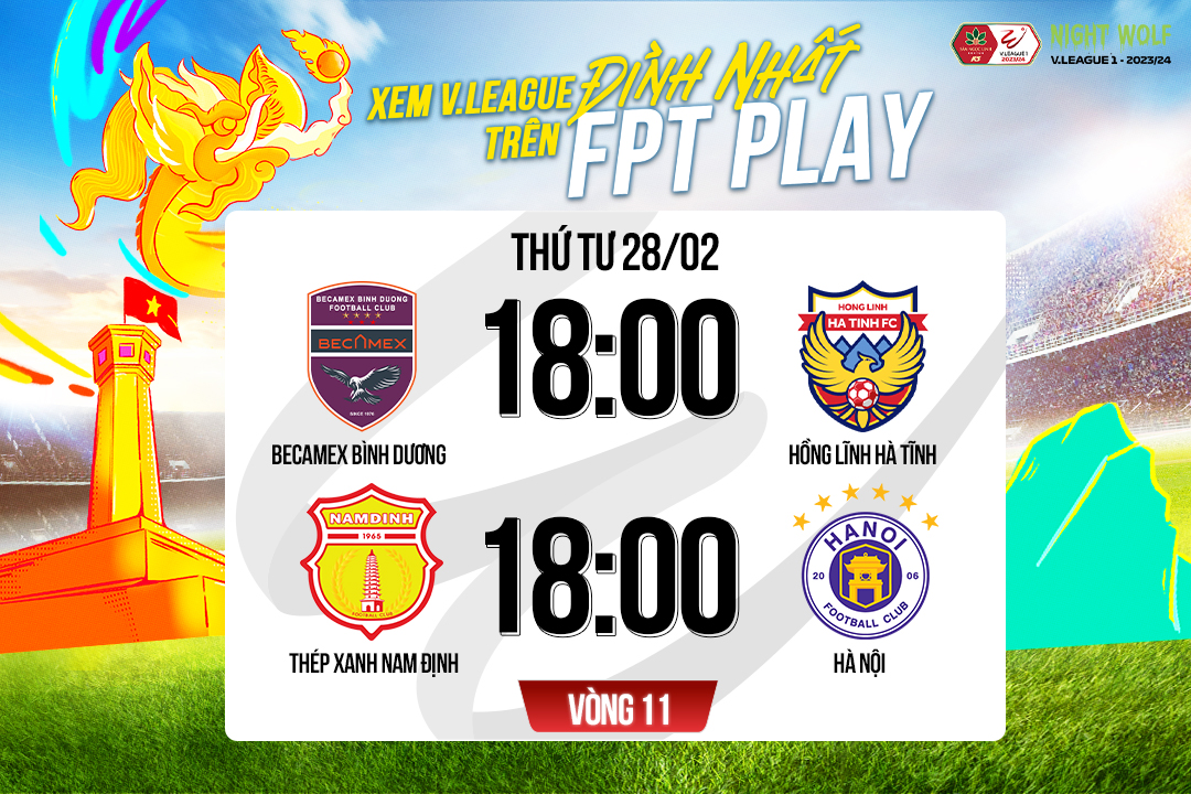 Trực tiếp V.League vòng 11