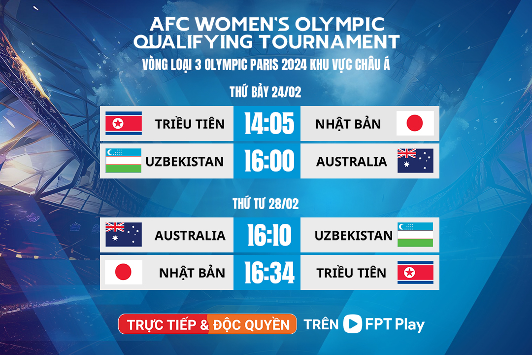 Trực tiếp CHDCND Triều Tiên - Nhật Bản và Uzbekistan - Australia tại Olympic Paris 2024 khu vực châu Á
