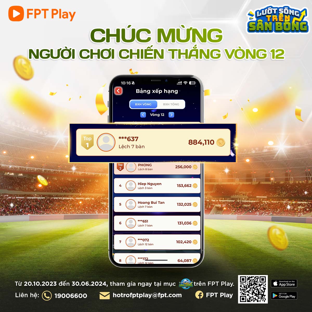 LƯỚT SÓNG TRÊN SÂN BÓNG VÒNG 12